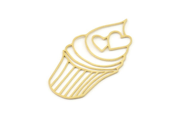 Brass Ice Cream Charm, Raw Brass Ice Cream Charms, Brass Pendant (52x28x0.60mm) SMP1540