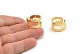 Striped Ring Setting, Gold Plated Brass Adjustable Geometric 2 Striped Ring Settings for Soldering (14mm) Mn52