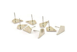 Silver Diamond Earring, 6 Silver Tone Brass Diamond Stud Earrings With 1 Hole (12x8x1mm) M01159 A2284