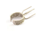 Silver Claw Rings, Antique Silver Plated Brass 4 Claw Ring Blanks For Natural Stones V042