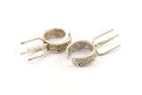 Silver Claw Rings, Antique Silver Plated Brass 4 Claw Ring Blanks For Natural Stones V042