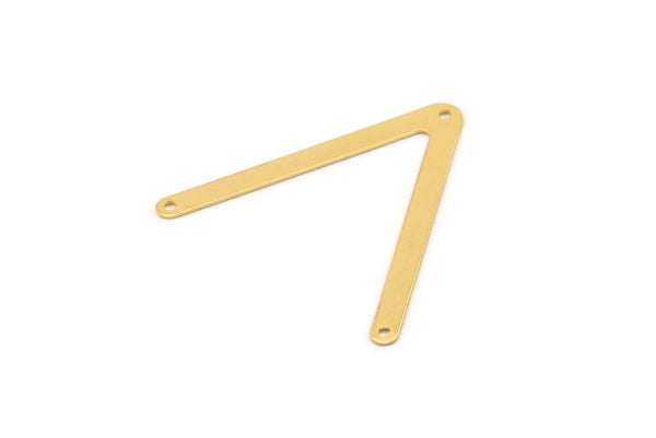 Gold V Connector, 4 Gold Plated Brass Geometric Charms (30x33x0.45mm) Y224