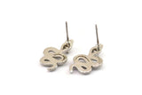 Silver Snake Earring, 2 Silver Tone Brass Snake And Moon Stud Earrings (20x11x3mm) N1612 H1571
