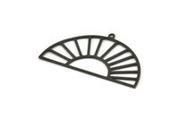 Semi Circle Charm, 6 Oxidized Black Brass Rising Sun Charms With 1 Loop, Pendant Charms (40x22x0.60mm) A3084