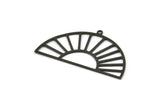 Semi Circle Charm, 6 Oxidized Black Brass Rising Sun Charms With 1 Loop, Pendant Charms (40x22x0.60mm) A3084