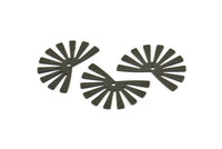Black Sun Charm, 10 Textured Oxidized Black Brass Rising Sun Flag Charms With 1 Hole, Findings, Earrings (25x17x0.60mm) D1411