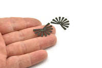 Black Sun Charm, 10 Textured Oxidized Black Brass Rising Sun Flag Charms With 1 Hole, Findings, Earrings (25x17x0.60mm) D1411