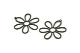 Siyah Çiçek Tılsımı, 1 Halkalı 4 Oksitlenmiş Siyah Pirinç Çiçek Şeklinde Tılsım, Tılsım Kolye Uçları (32x27x0,80 mm) SMP0769 A6229