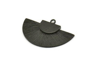 Black Medal Charm, Oxidized Black Brass Badge Charm Pendants With 1 Loop, Earrings, Findings (35x20mm) N0791