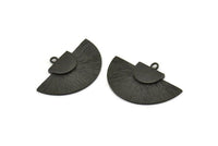 Black Medal Charm, Oxidized Black Brass Badge Charm Pendants With 1 Loop, Earrings, Findings (35x20mm) N0791