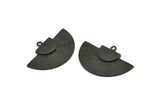 Black Medal Charm, Oxidized Black Brass Badge Charm Pendants With 1 Loop, Earrings, Findings (35x20mm) N0791