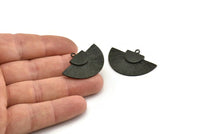 Black Medal Charm, Oxidized Black Brass Badge Charm Pendants With 1 Loop, Earrings, Findings (35x20mm) N0791