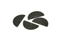Semi Circle Charm, 12 Oxidized Black Brass Semi Circle Blanks With 1 Hole (21x10x0.80mm) BS 1725
