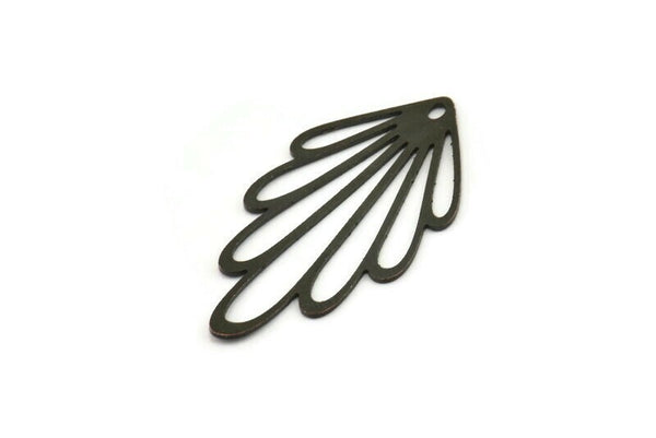 Siyah Yaprak Charm, 1 Delikli 6 Oksitlenmiş Siyah Yaprak Charm, Charm Kolye Uçları (38,5x20x0,60 mm) A5048