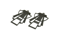 Siyah Üçgen Charm, 1 Döngülü 4 Oksitlenmiş Siyah Pirinç Üçgen Şekilli Charm (34x24x0,60 mm) A4991