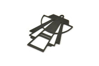 Siyah Üçgen Charm, 1 Döngülü 4 Oksitlenmiş Siyah Pirinç Üçgen Şekilli Charm (34x24x0,60 mm) A4991