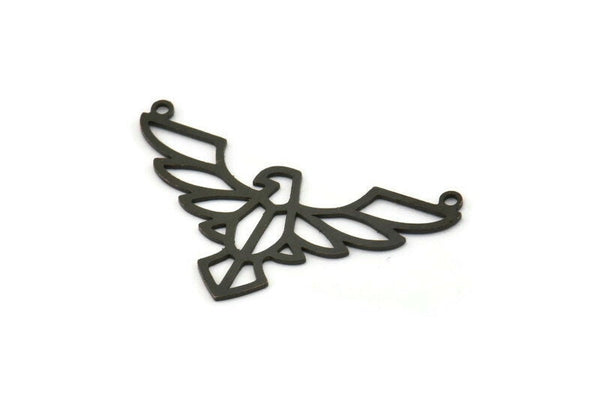 Black Eagle Charm, 8 Oxidized Black Brass Eagle Pendants With 2 Loops, Bird Charms, Necklace Charms (22x38x0.60mm) A6619