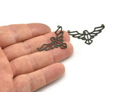 Black Eagle Charm, 8 Oxidized Black Brass Eagle Pendants With 2 Loops, Bird Charms, Necklace Charms (22x38x0.60mm) A6619
