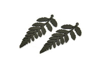Black Leaf Charm, 4 Oxidized Black Brass Leaf Charms With 1 Loop, Charm Earrings (46x20x0.80mm) SMP1203 A5792 Q0244