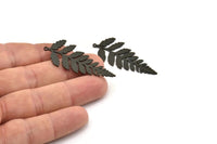 Black Leaf Charm, 4 Oxidized Black Brass Leaf Charms With 1 Loop, Charm Earrings (46x20x0.80mm) SMP1203 A5792 Q0244