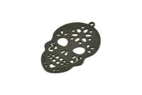Siyah Kafatası Tılsımı, 1 Döngülü 4 Oksitlenmiş Siyah Pirinç Kafatası Baş Tılsımı, Buluntular (34x22,5x0,60 mm) A6137