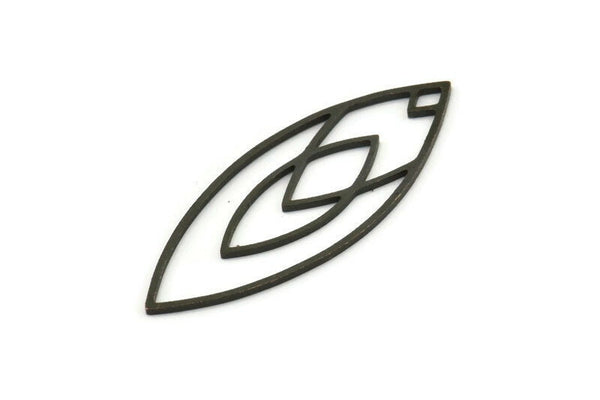 Siyah Markiz Tılsımı, 12 Oksitlenmiş Siyah Pirinç Markiz Tılsımı, Küpeler, Kolye Uçları (39x15x0,80 mm) A5600 H1002