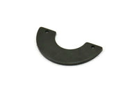 Black Geometric Pendant, 6 Oxidized Black Brass Semi Circle Blanks With 2 Holes, Findings (30x15x8x0.8mm) BS 1978