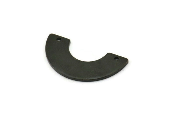Black Geometric Pendant, 6 Oxidized Black Brass Semi Circle Blanks With 2 Holes, Findings (30x15x8x0.8mm) BS 1978