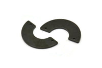 Black Geometric Pendant, 6 Oxidized Black Brass Semi Circle Blanks With 2 Holes, Findings (30x15x8x0.8mm) BS 1978