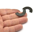 Black Geometric Pendant, 6 Oxidized Black Brass Semi Circle Blanks With 2 Holes, Findings (30x15x8x0.8mm) BS 1978