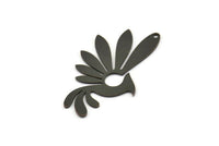 Black Bird Charm, 4 Oxidized Black Brass Phoenix Charms With 1 Hole, Findings (35x21x0.60mm) SMP0316 A2682 H0854
