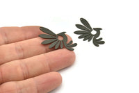 Black Bird Charm, 4 Oxidized Black Brass Phoenix Charms With 1 Hole, Findings (35x21x0.60mm) SMP0316 A2682 H0854
