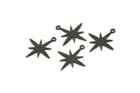 Siyah Kutup Yıldızı Tılsımı, 24 Oksitlenmiş Siyah Pirinç, Siyah Tılsımlar, 1 Döngülü Siyah Kutup Yıldızı Tılsımları (19x18x0,60 mm) A4108 H0335