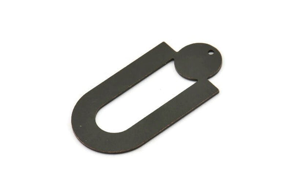 Black Charm, 2 Oxidized Black Brass, Black Pendants, Charm Pendants, Black U Shaped Charms With 1 Hole (43x22x0.80mm) A5651 H0200