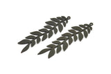 Siyah Yaprak Tılsımı, 1 Halkalı 4 Oksitlenmiş Siyah Pirinç Dal Tılsımı, Tılsım Kolye Uçları (52x16x0,60 mm) SMP0225 A4001 H1218