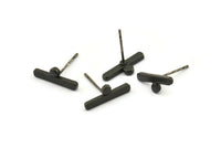 Küpe Çivisi, 6 Oksitlenmiş Pirinç - Geometrik Çivili Küpeler - Siyah Küpeler - Küpeler (14x5x1,5 mm) N1413