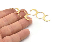 Gold Moon Charm, 4 Gold Plated Brass Crescent Moon Charms With 1 Loop, Findings (43x15x0.60mm) A6289 H0203