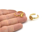 Gold Ring Settings, Gold Plated Brass Round Shaped Ring With 1 Stone Setting - Pad Size 6mm N2093