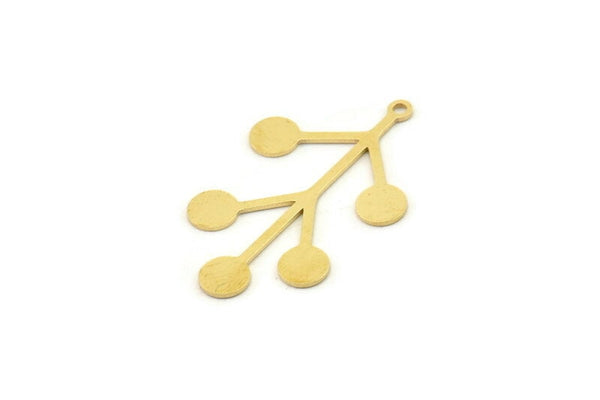 Pirinç Yaprak Tılsımı, 1 Halkalı Ham Pirinç Yaprak Tılsımları, Yaprak Küpeler (34x21x0,60 mm) SMP1523