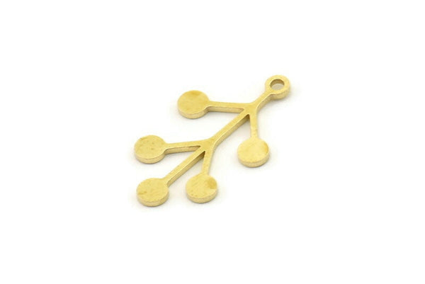 Pirinç Yaprak Tılsımı, 1 Halkalı Ham Pirinç Yaprak Tılsımları, Yaprak Küpeler (22x13x0,80 mm) SMP1541