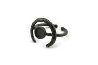 Black Ring Settings, Oxidized Black Brass Adjustable Ring - Ring Stone Setting - Pad Size 6mm N1301