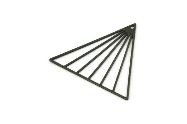 Siyah Üçgen Charm, 1 Delikli 4 Oksitlenmiş Siyah Pirinç Üçgen Şekilli Charm (29x34x0,60 mm) A6765