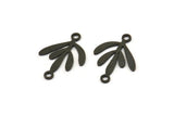 Siyah Yaprak Charm, 2 Döngülü 24 Oksitlenmiş Siyah Pirinç Yaprak Charm, Bağlantı Elemanları (17x12x0,60 mm) A3575 H1003
