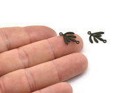 Siyah Yaprak Charm, 2 Döngülü 24 Oksitlenmiş Siyah Pirinç Yaprak Charm, Bağlantı Elemanları (17x12x0,60 mm) A3575 H1003
