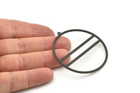 Black Circle Charm, 2 Oxidized Black Brass Circle Charms With 1 Loop, Charm Pendants (52x50x1mm) A3054 H0817