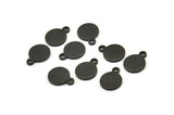 Black Cabochon Tag, 24 Oxidized Black Brass Cabochon Tags With 1 Loop, Stamping Tags (10x8x1mm) E041