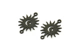 Black Sun Connector, 24 Oxidized Black Brass Crescent Moon Charms With 2 Loops, Sun charms (17x12x0.60mm) A4089