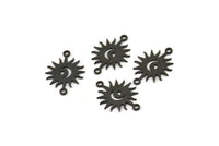 Black Sun Connector, 24 Oxidized Black Brass Crescent Moon Charms With 2 Loops, Sun charms (17x12x0.60mm) A4089