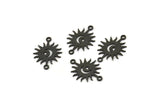 Black Sun Connector, 24 Oxidized Black Brass Crescent Moon Charms With 2 Loops, Sun charms (17x12x0.60mm) A4089