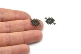 Black Sun Connector, 24 Oxidized Black Brass Crescent Moon Charms With 2 Loops, Sun charms (17x12x0.60mm) A4089